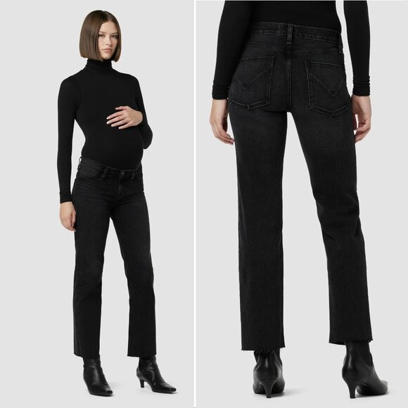 HUDSON Remi Straight Ankle Maternity JEANS Size 26 Black Stretch Denim NEW $185 - Picture 1 of 12